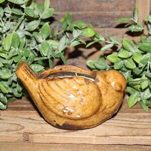 NEW French Country Farmhouse Roasted Espresso Distressed Ceramic Bird Candle
